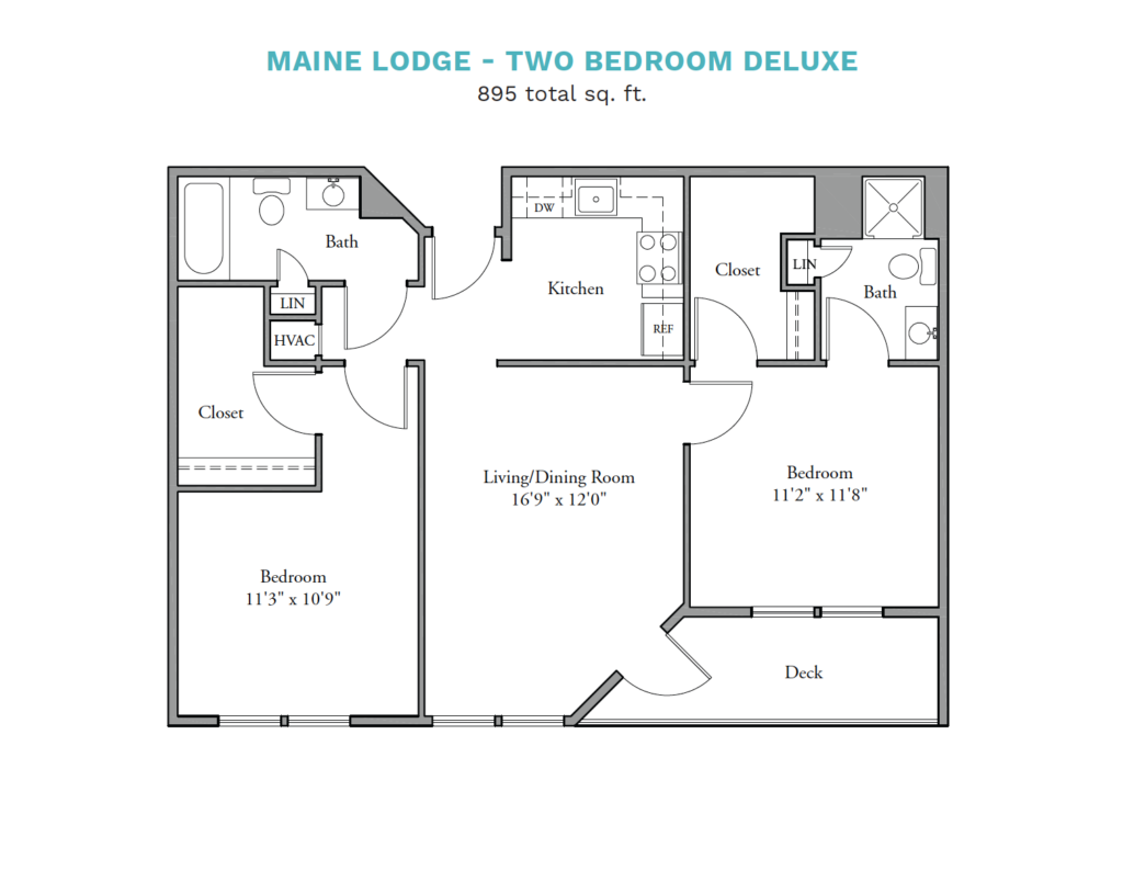 Independent Living Maine Lodge Two Bedroom Deluxe floor plan image.
