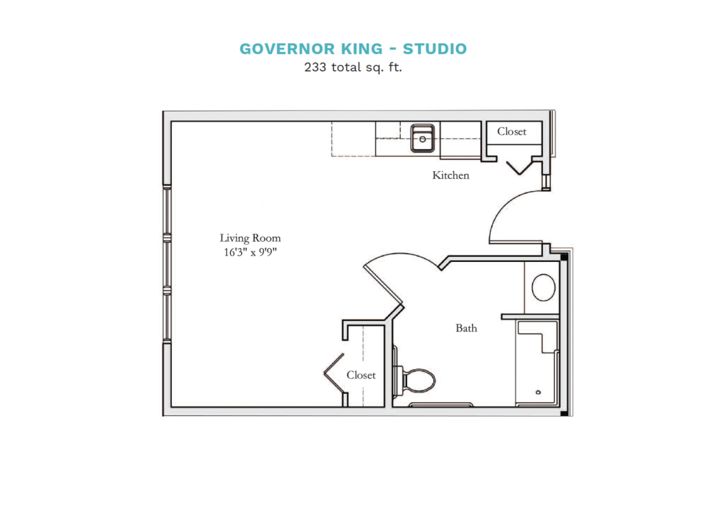 Memory Care Governor King Studio floor plan image.