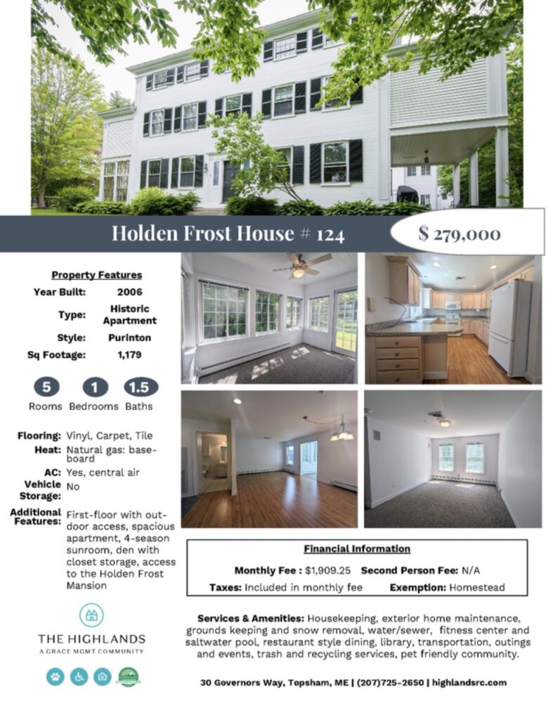 Cooperative Apartment Homes, Holden Frost House Apt. 124, 2 Bed, 1.5 Bath listing image.