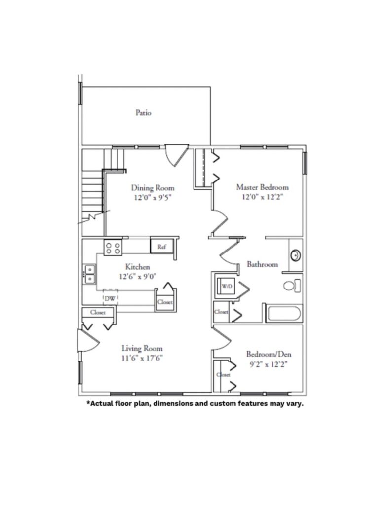 Cooperative Apartment Homes, Benjamin Porter House Apt. 8, 2 Bed, 1.5 Bath floor plan image.