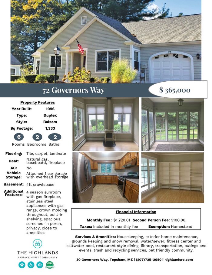 Estate Homes 72 Governors Way Balsam, 2 Bed, 2 Bath listing image.