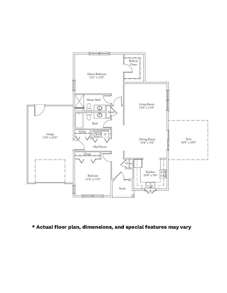 Estate Homes 45 Governors Way, Plan Balsam, 2 Bed, 2 Bath floor plan image.